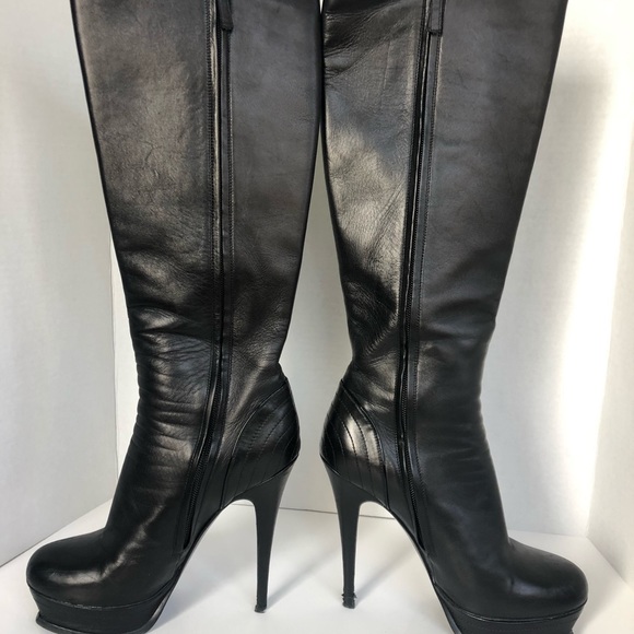 YSL Tribute Black Platform Knee High Boot 38.5 - Picture 4 of 14